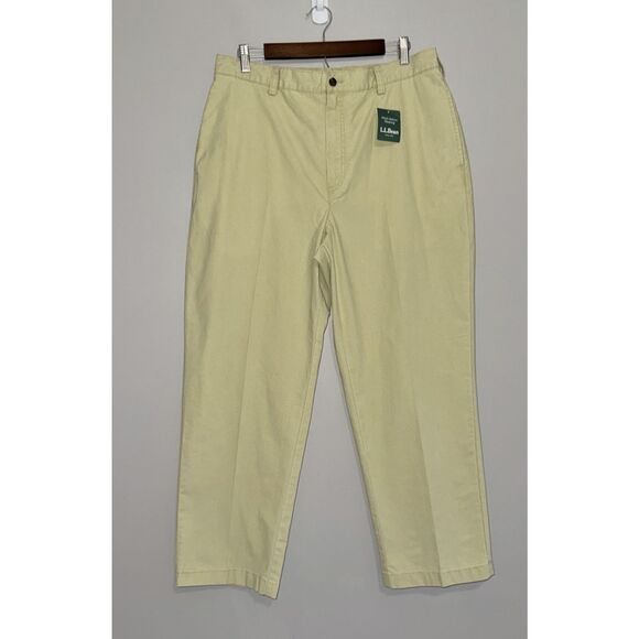 LL Bean Khaki Pants Comfort Waist Elastic Classic Cotton Beige Preppy Mens 36x29 - Picture 3 of 12